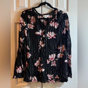 Liz Claiborne Black Floral Blouse